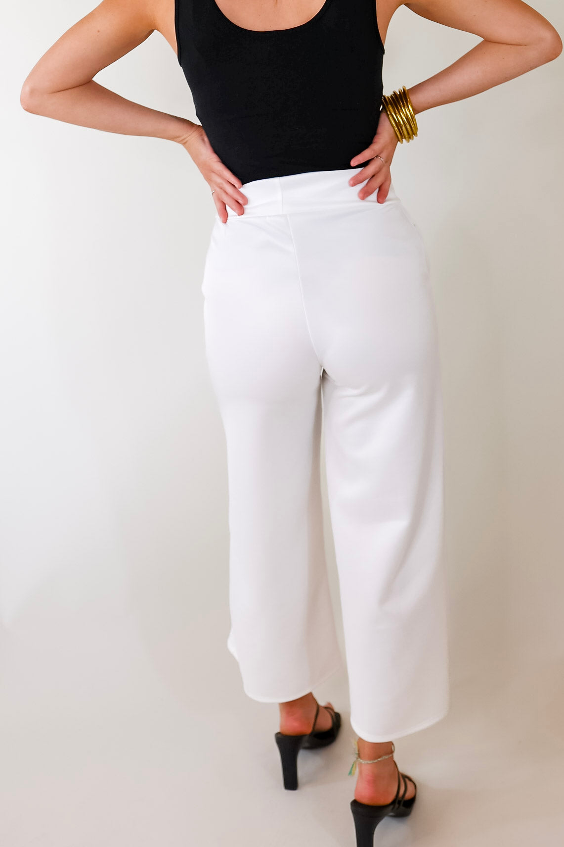 Ivory Straight Leg Pleated Comfort Pants