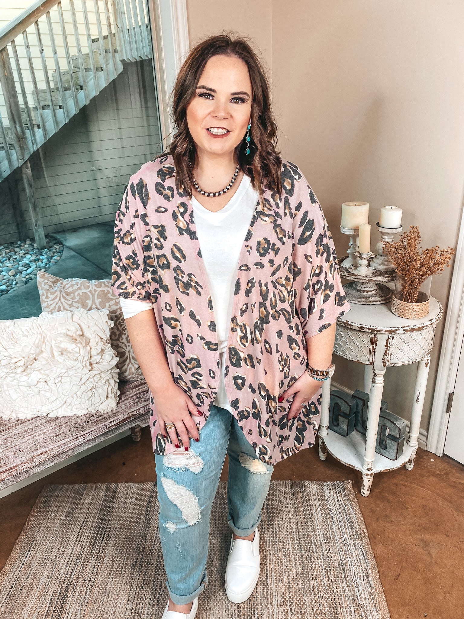 Blush Leopard Short Sleeve Cardigan