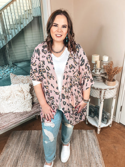 Blush Leopard Short Sleeve Cardigan