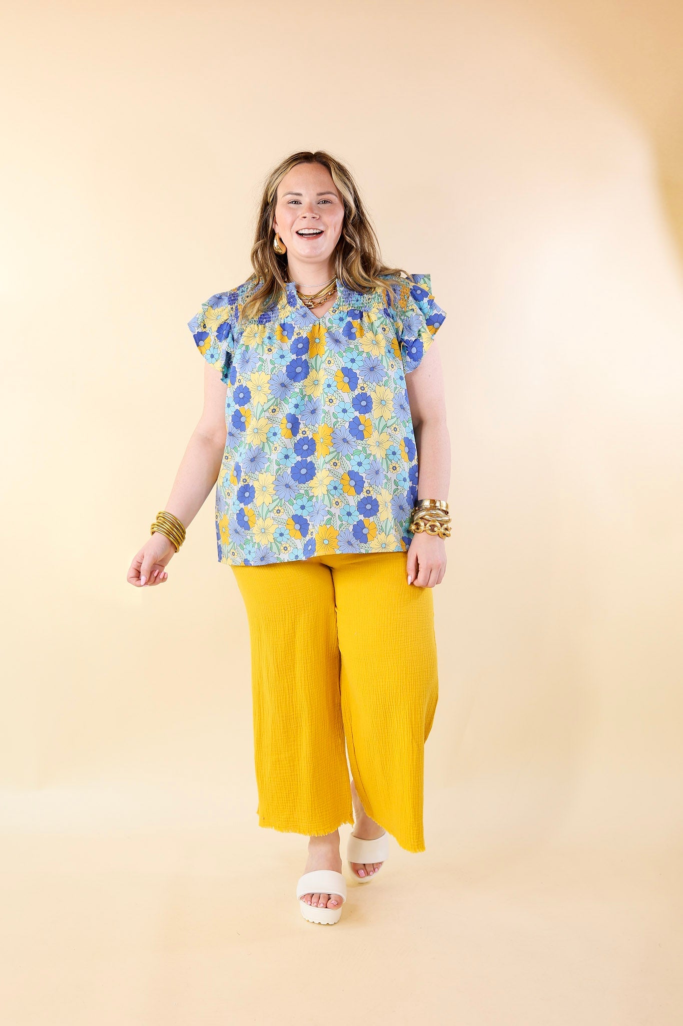 Sunlit Yellow Drawstring Cropped Pants