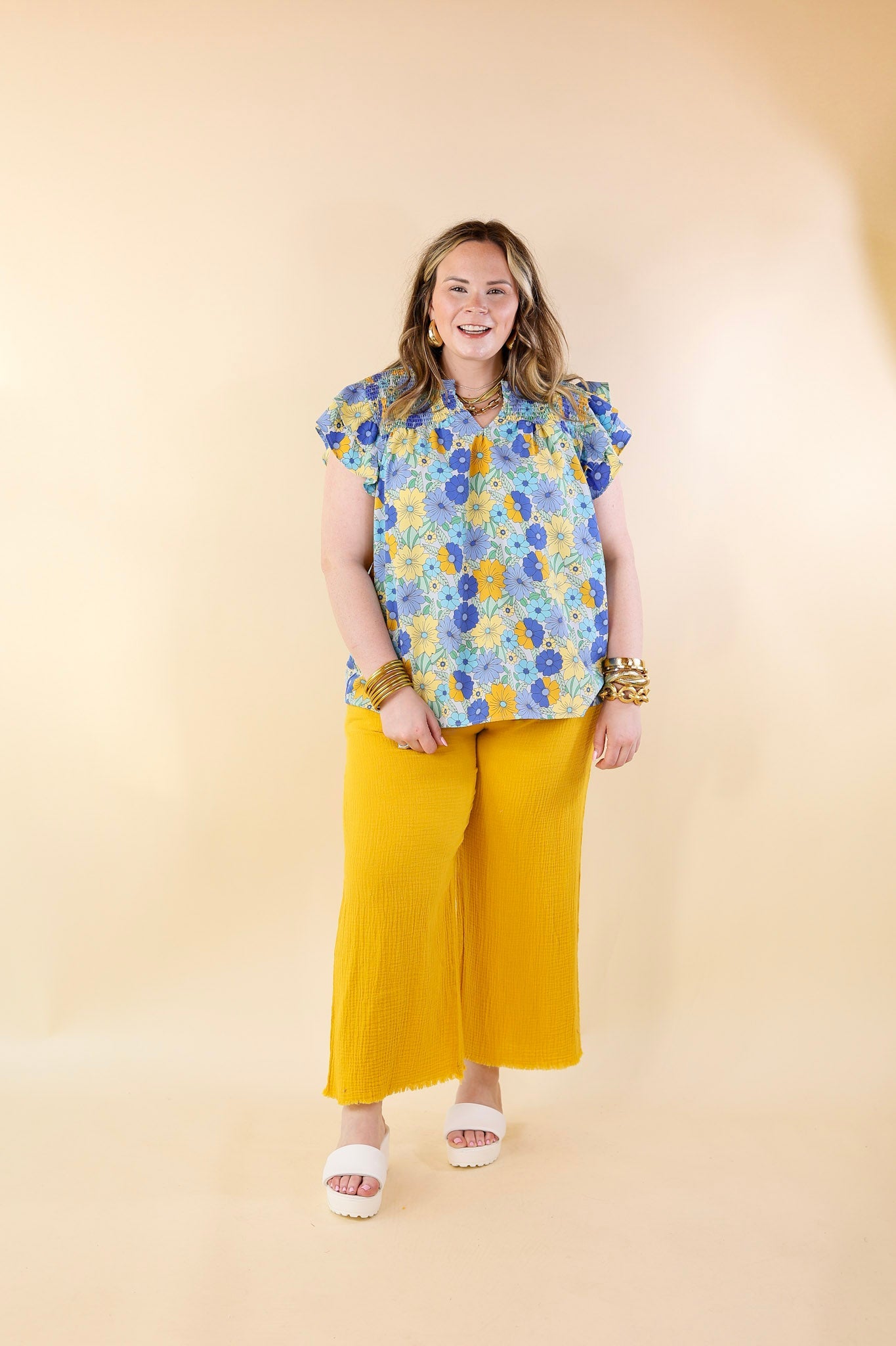 Sunlit Yellow Drawstring Cropped Pants