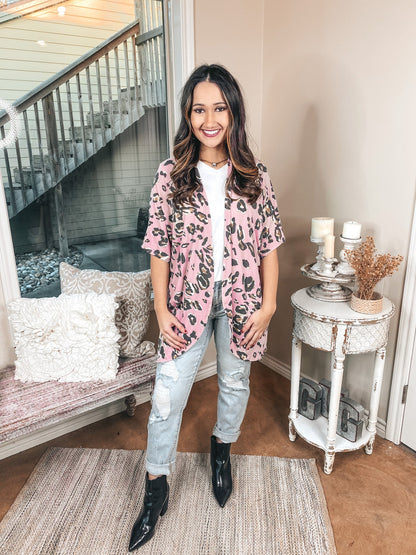 Blush Leopard Short Sleeve Cardigan
