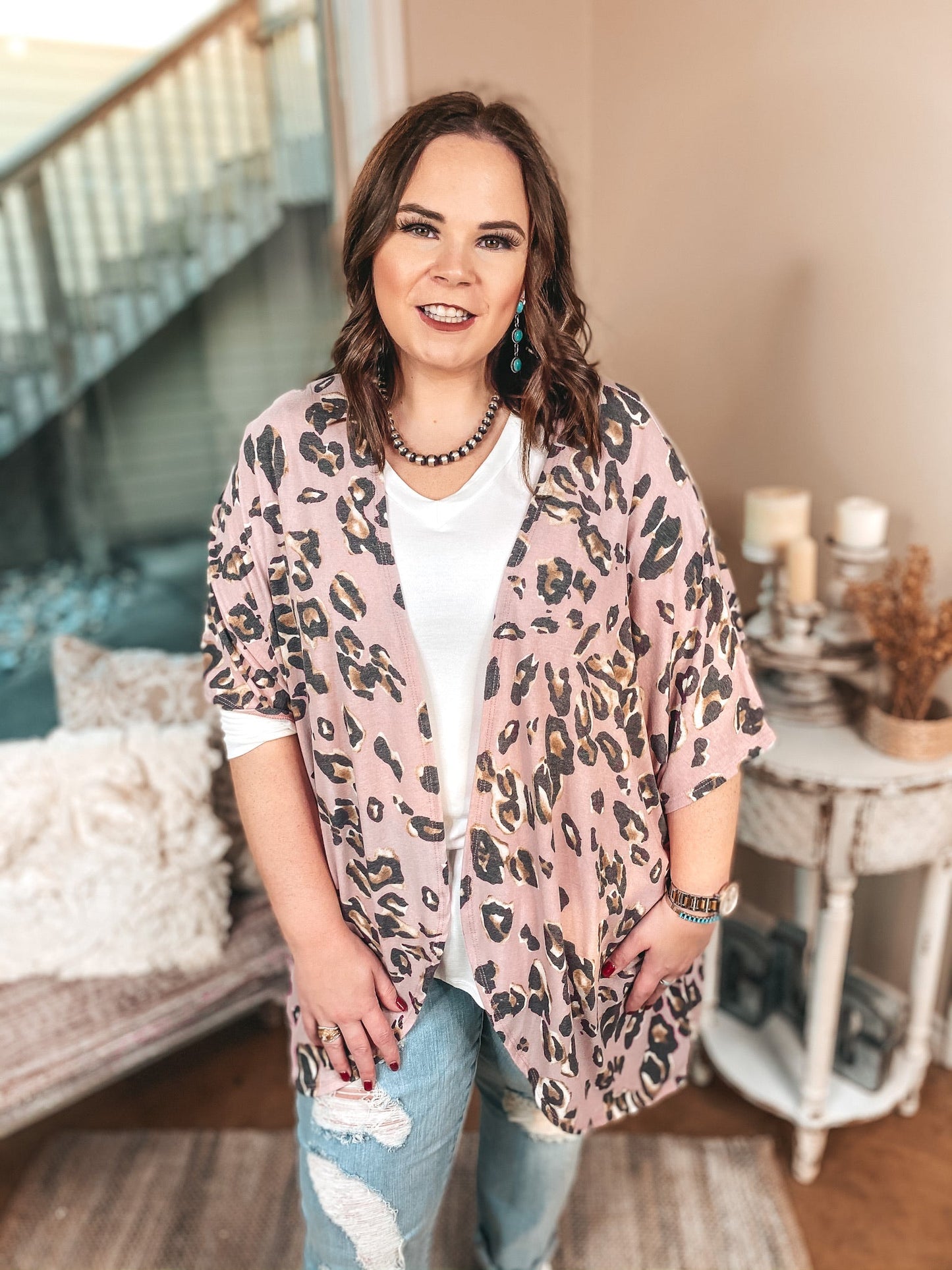 Blush Leopard Short Sleeve Cardigan