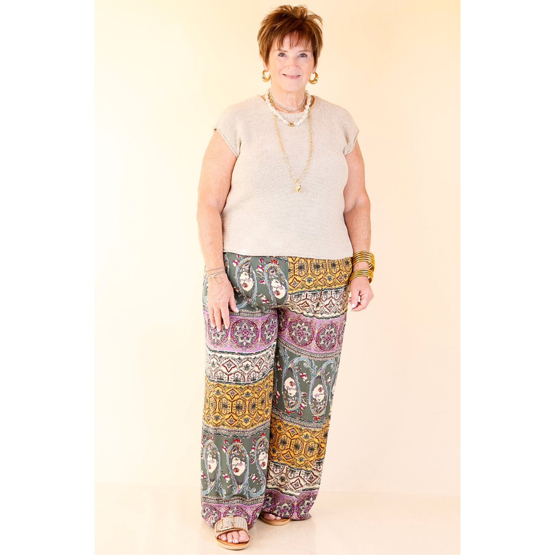 Green Floral Flowing Palazzo Pants