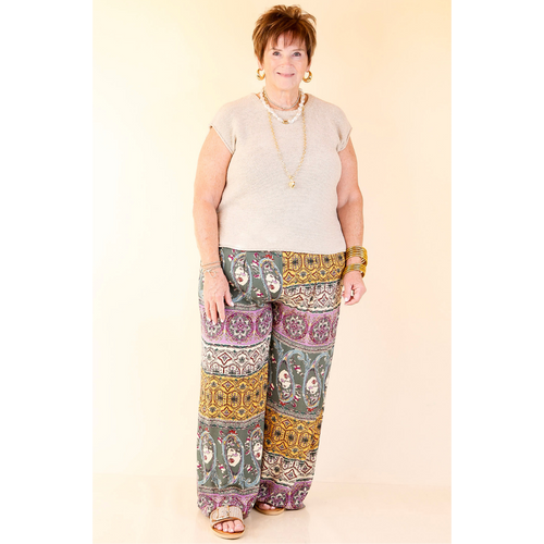 Green Floral Flowing Palazzo Pants