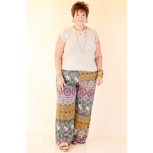 Green Floral Flowing Palazzo Pants